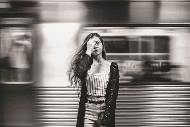 timelapse and greyscale photography of woman